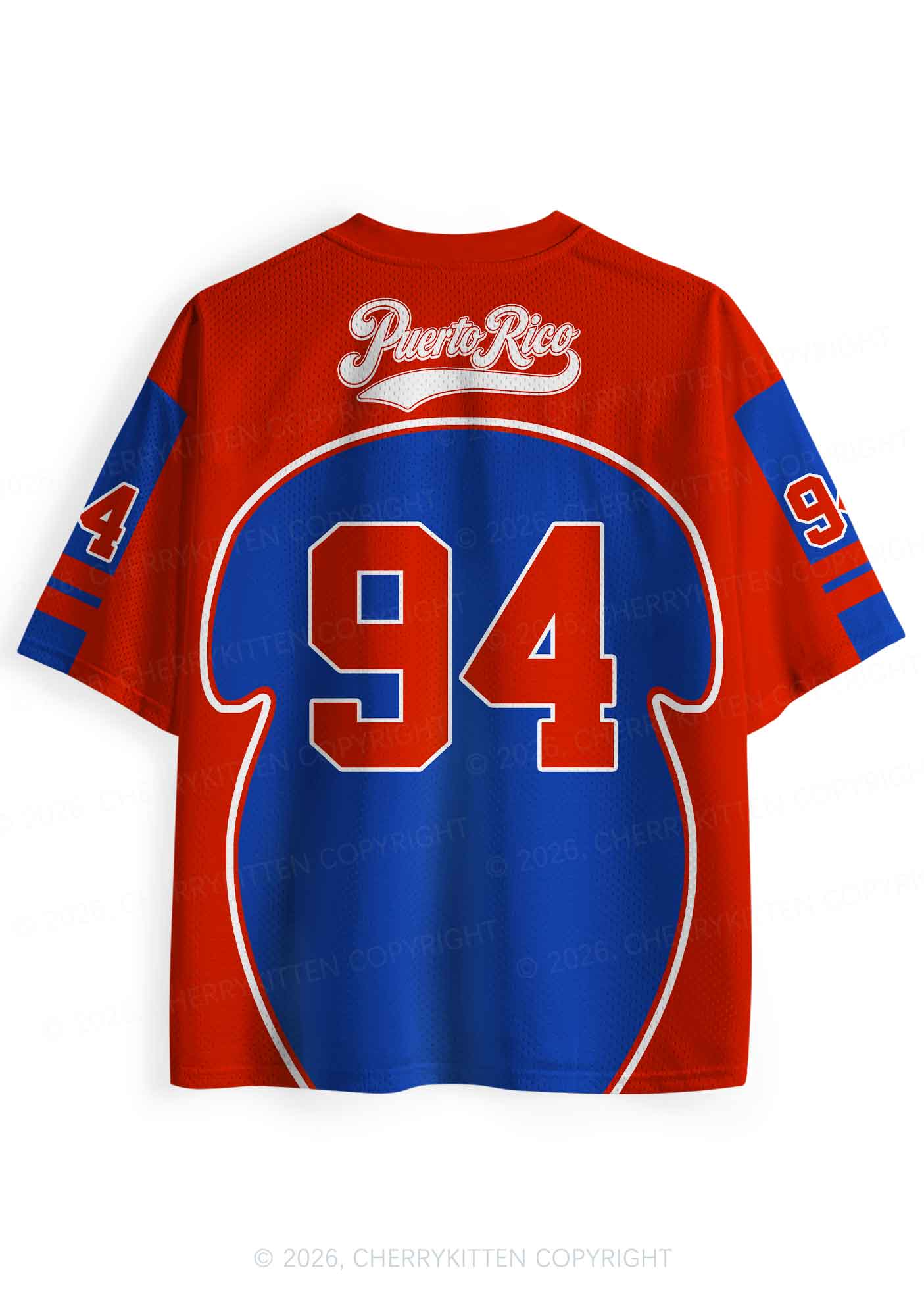 Red Blue Color Block PR Y2K Sport Jersey Shirts Cherrykitten