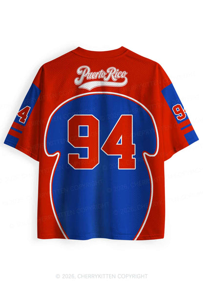 Red Blue Color Block PR Y2K Sport Jersey Shirts Cherrykitten