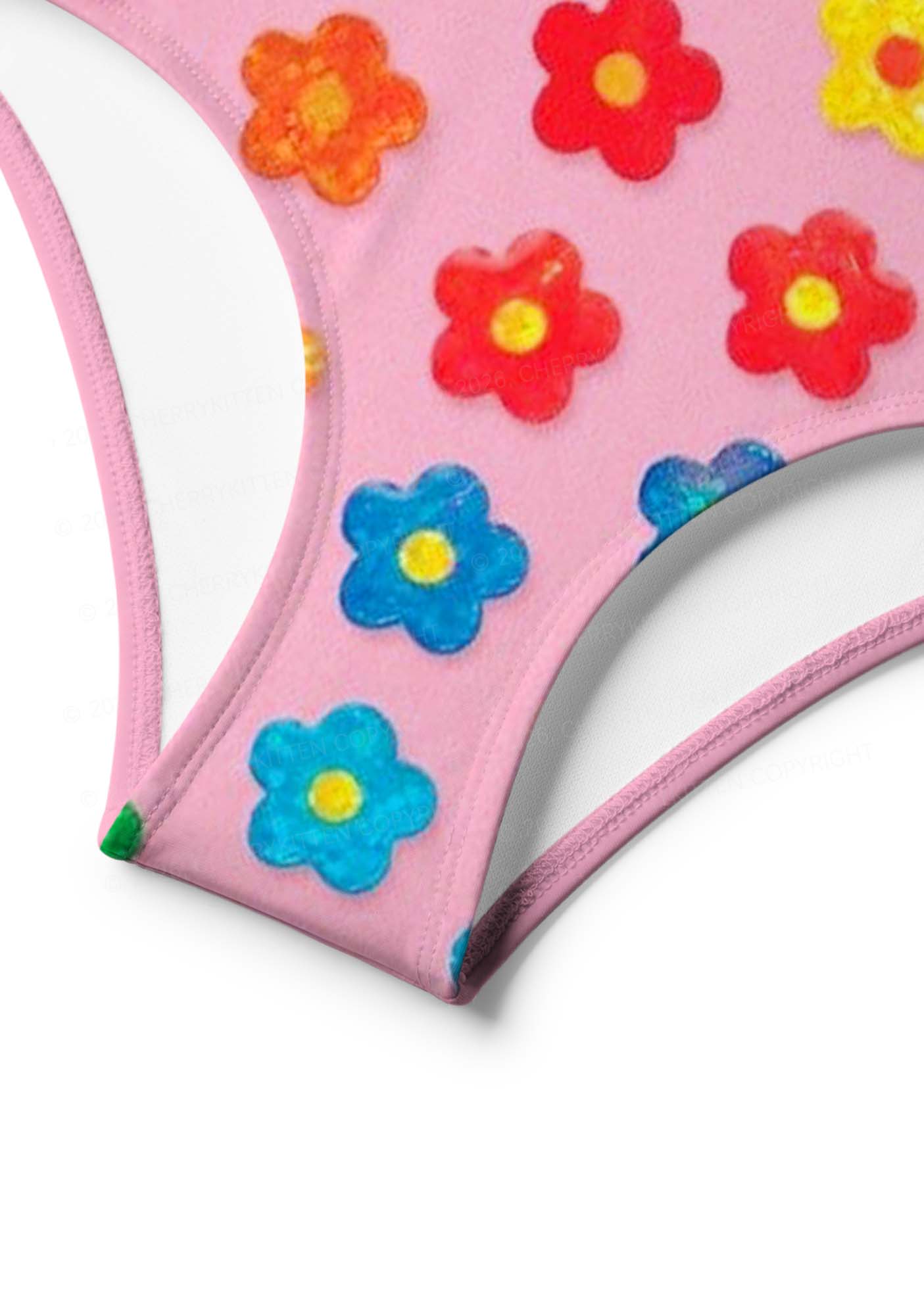 Rainbow Flower Y2K Print Bikini Set Cherrykitten