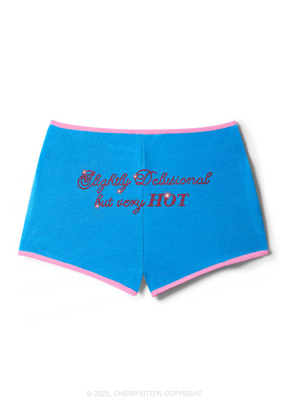Rhinestone Slightly Delusional But Very Hot Y2K Booty Shorts Cherrykitten