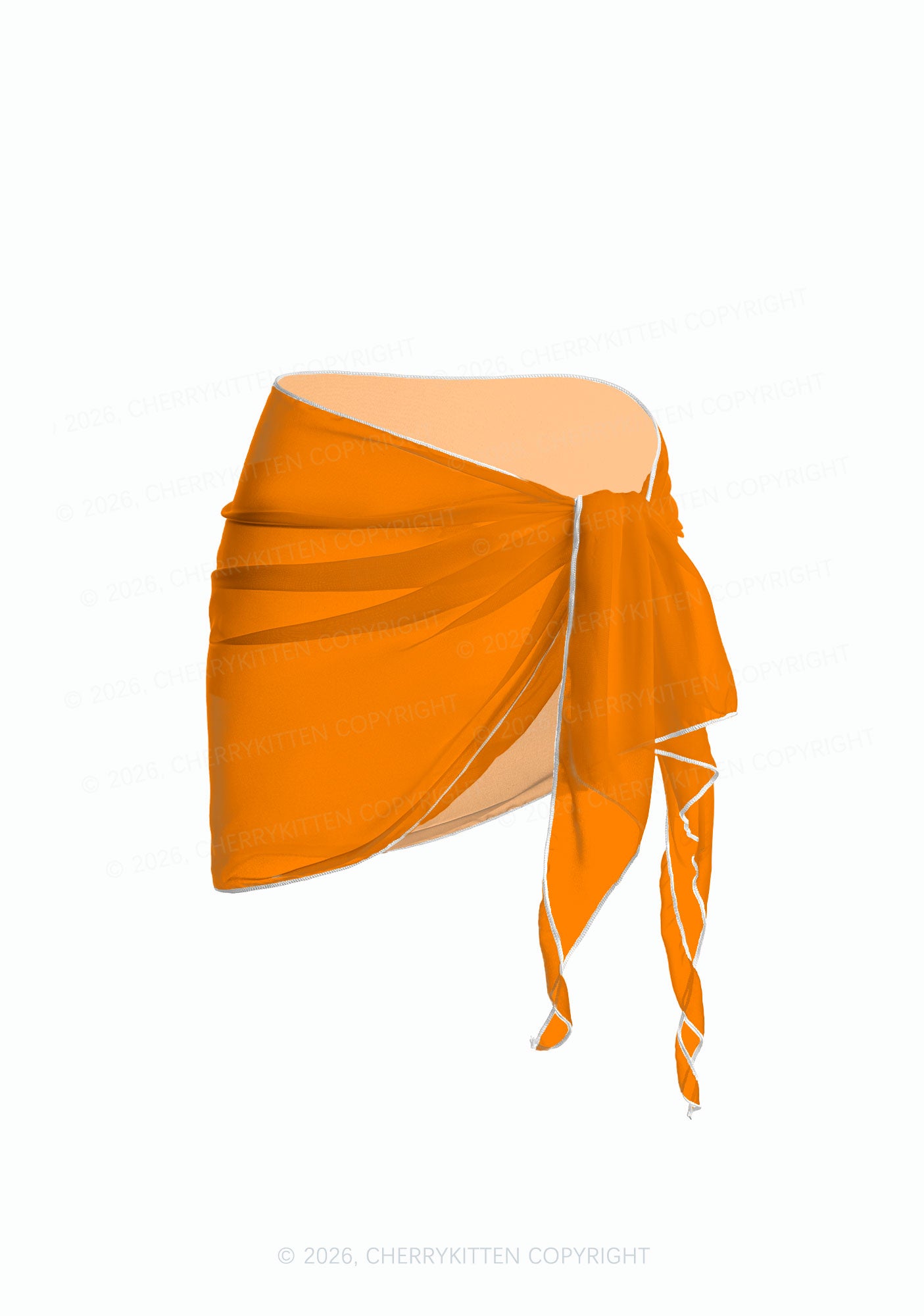 Orange Plain Y2K Print Bikini Set Cherrykitten