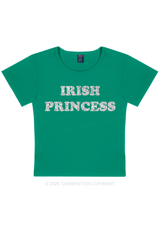 Glitter Irish Princess St Patricks Y2K Baby Tee Cherrykitten