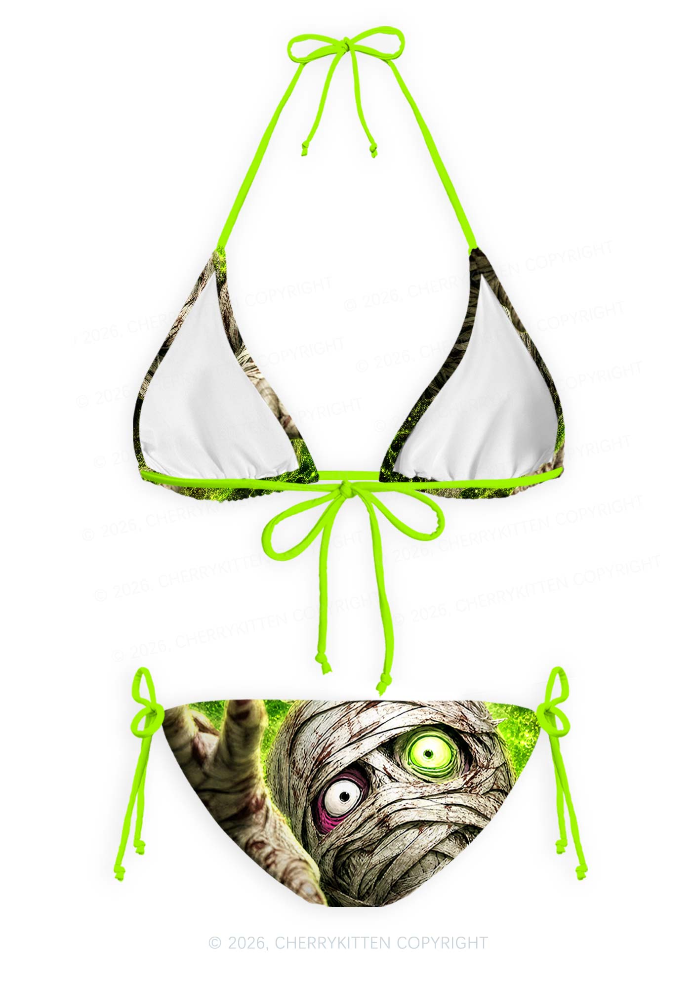 Halloween Crawling Mummy Y2K Print Bikini Set Cherrykitten