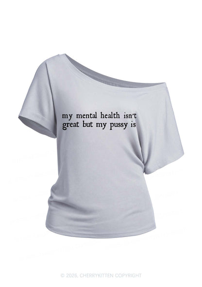 Great Mental Health Y2K Off Shoulder Tee Cherrykitten