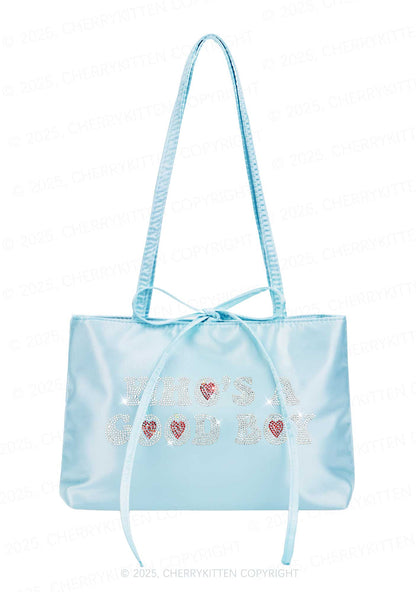 Rhinestone Whos A Good Boy Y2K Satin Bags Cherrykitten