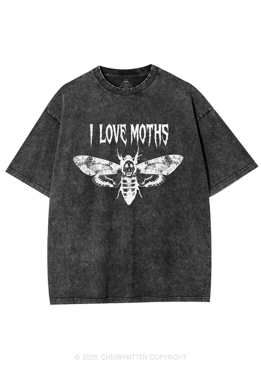 Halloween I Love Moths Y2K Shirts Washed Tee Cherrykitten