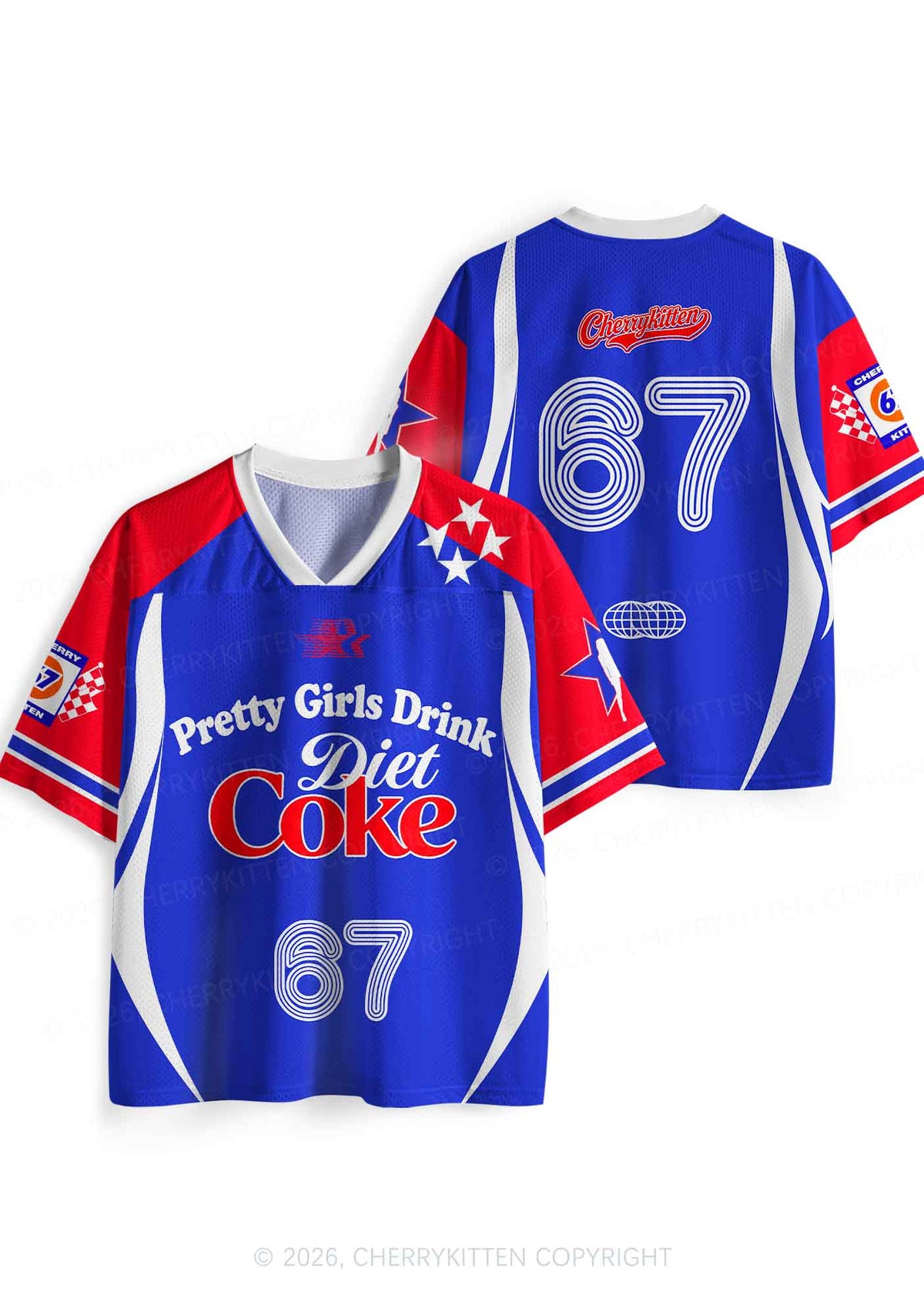 Blue Pretty Girls Drink Diet Cola Y2K Sport Jersey Shirts Cherrykitten