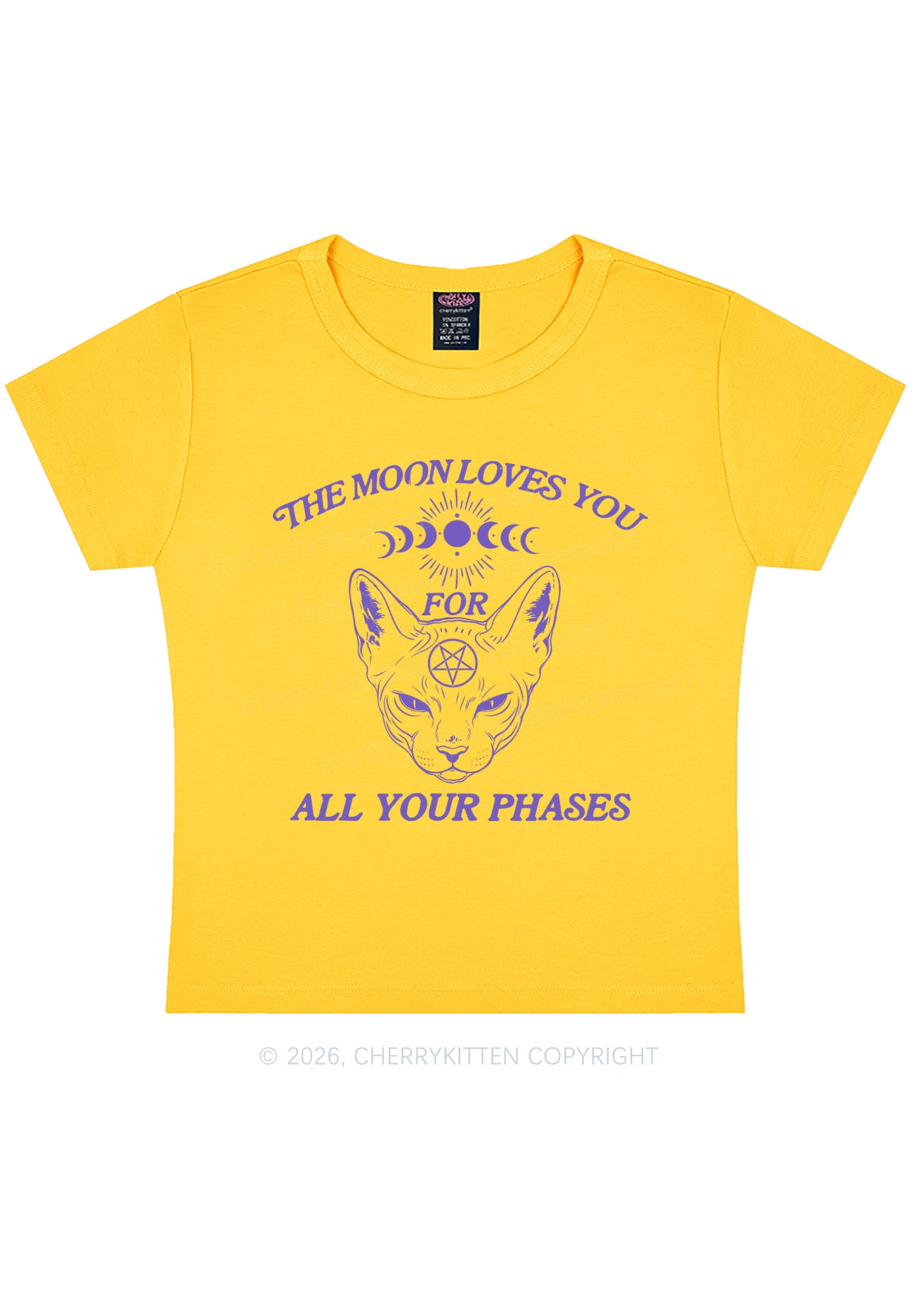 Halloween The Moon Loves You Y2K Baby Tee Cherrykitten