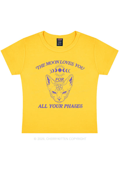Halloween The Moon Loves You Y2K Baby Tee Cherrykitten