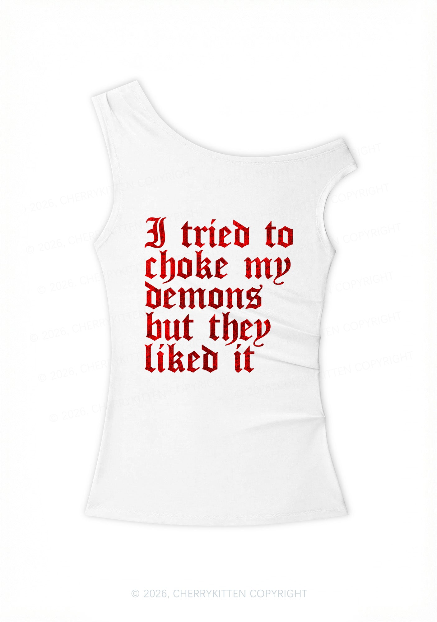 Halloween Choke Demons They Liked Y2K Off Shoulder Tank Top Cherrykitten