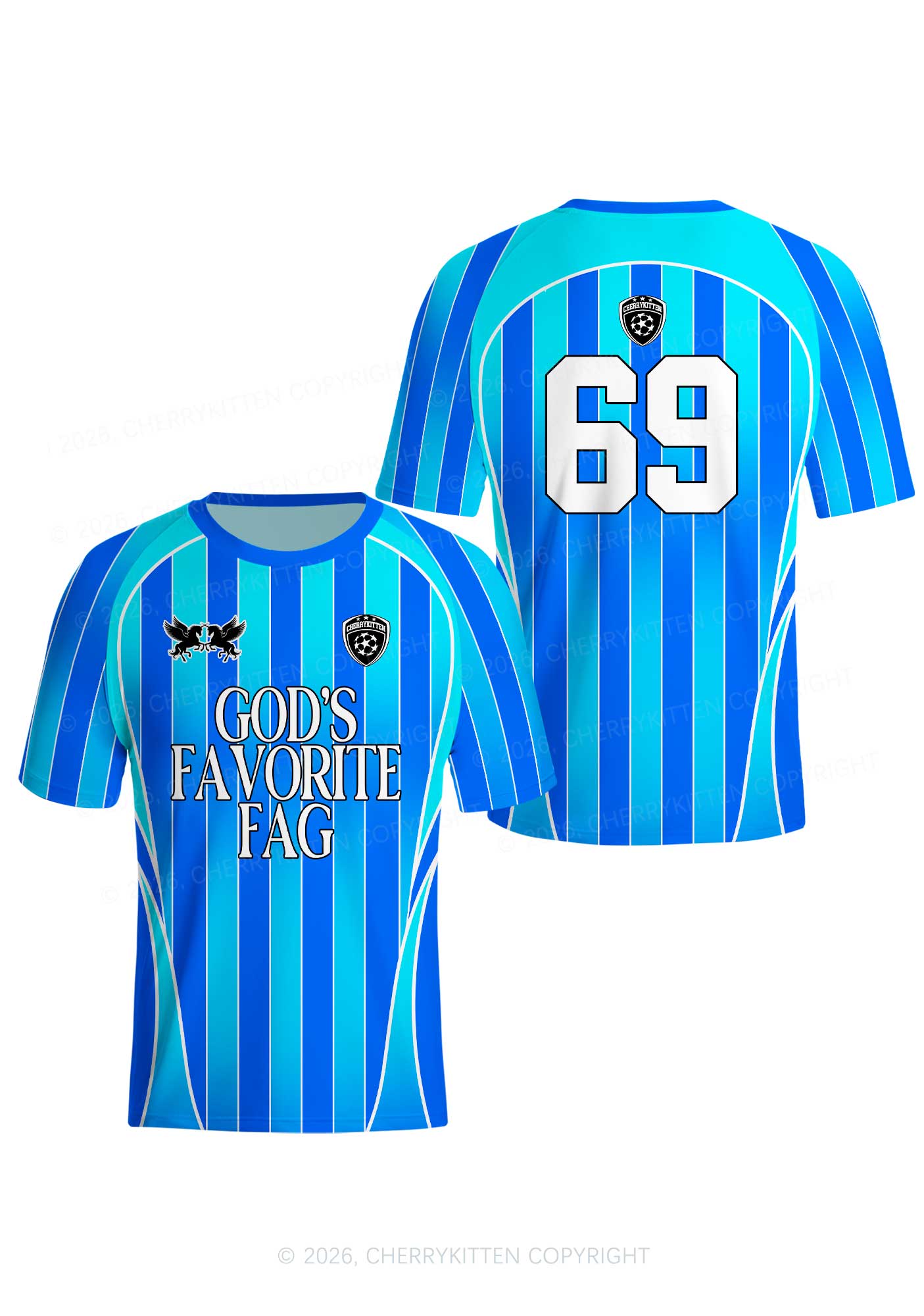 Blue Gods Favorite Fag Pride Y2K Football Jersey Shirts Cherrykitten