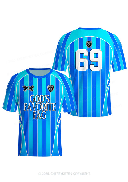 Blue Gods Favorite Fag Pride Y2K Football Jersey Shirts Cherrykitten