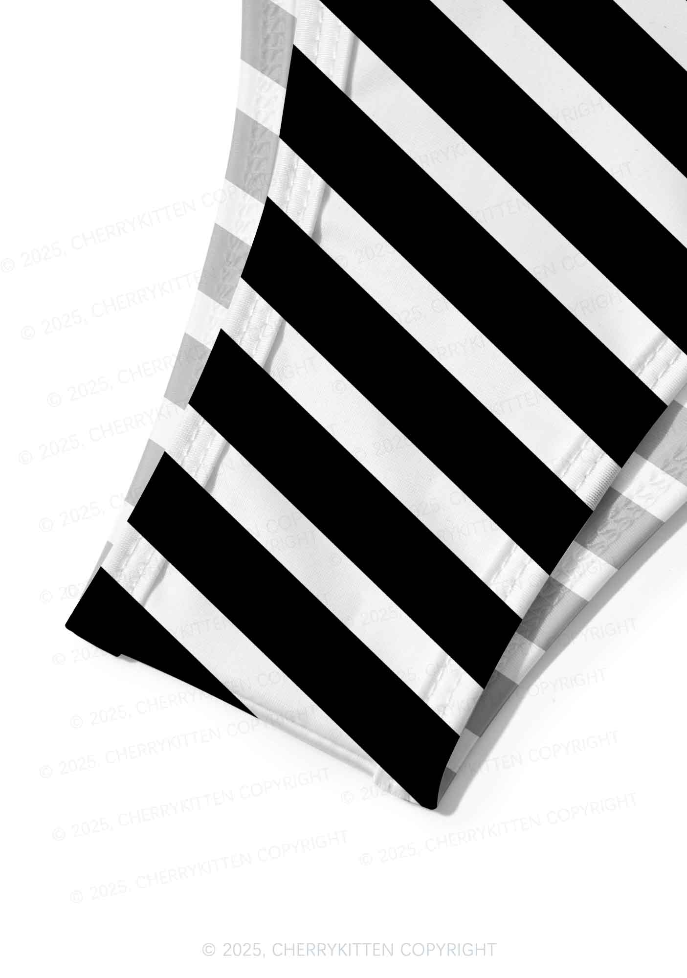 Black And White Stripes Y2K Print Bikini Set Cherrykitten