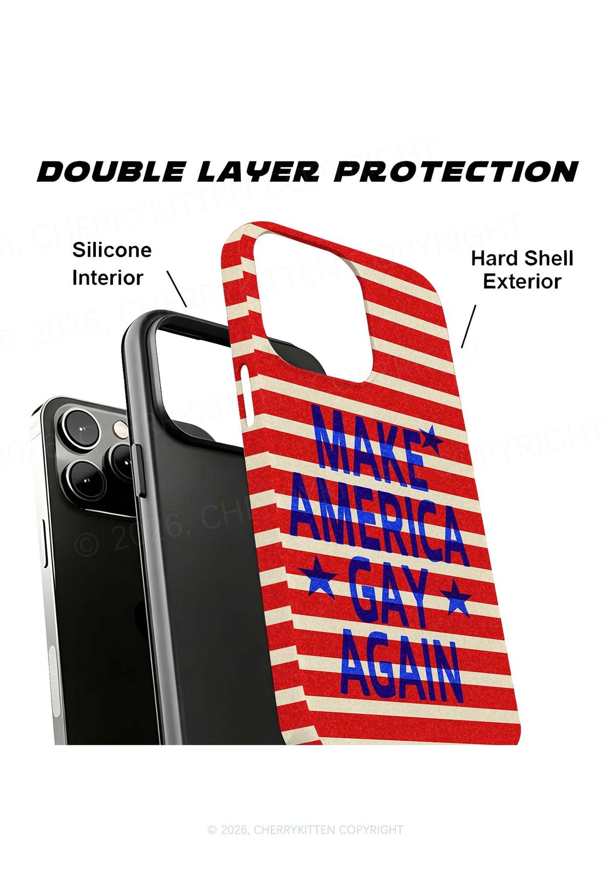 Make Gay Again Red Stripes Y2K Phone Case Cherrykitten