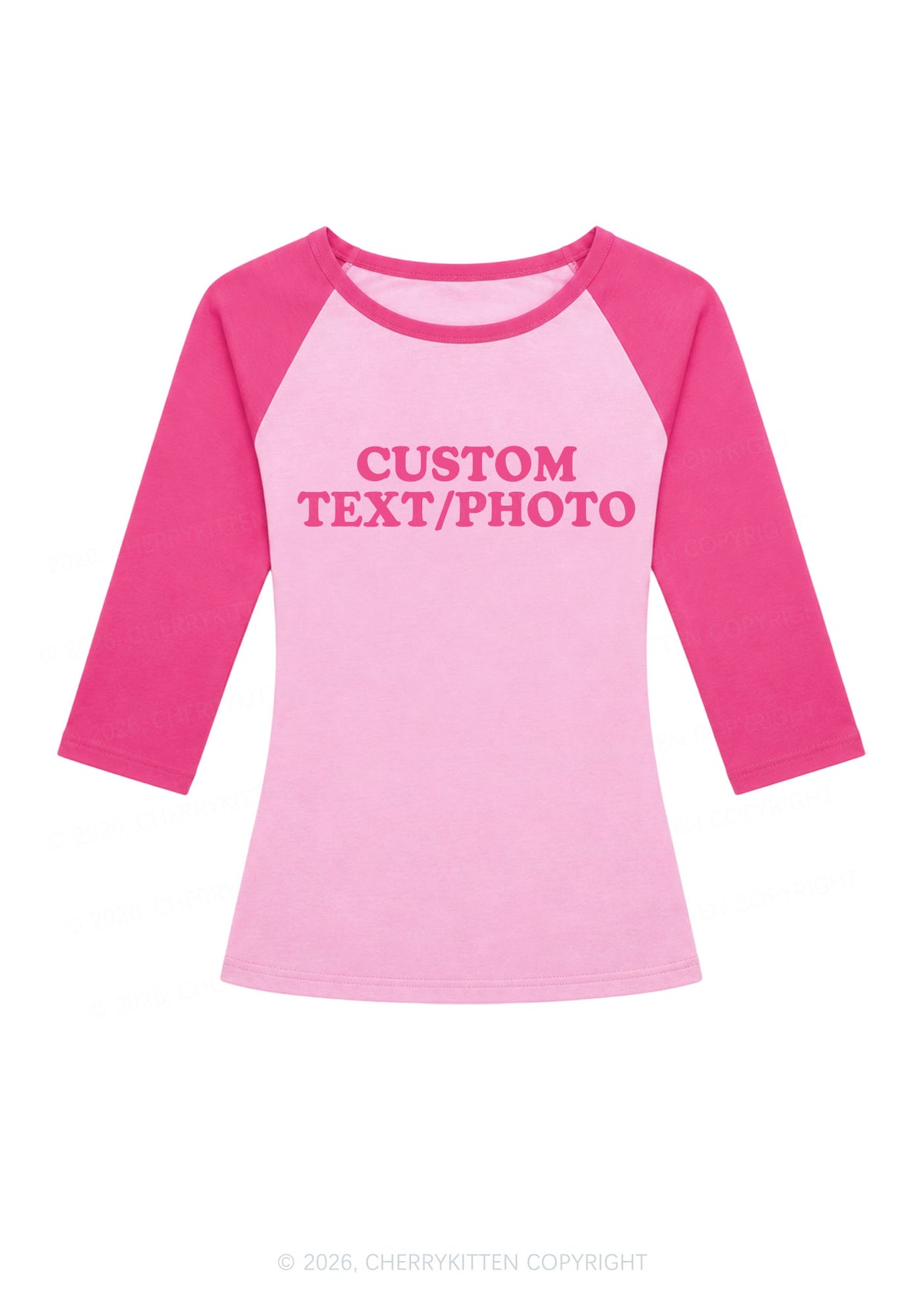 Custom Personalized Text Y2K Raglan Sleeve Crop Top Cherrykitten