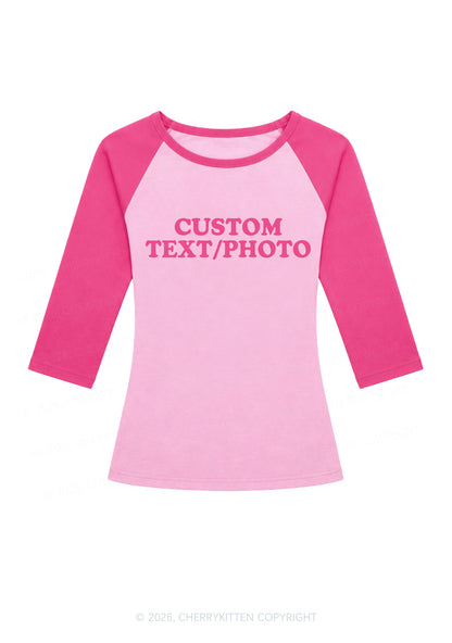 Custom Personalized Text Y2K Raglan Sleeve Crop Top Cherrykitten