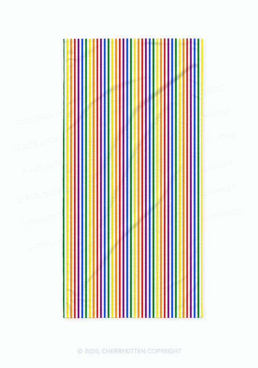 Rainbow Stripes Pride Y2K Beach Towel Cherrykitten