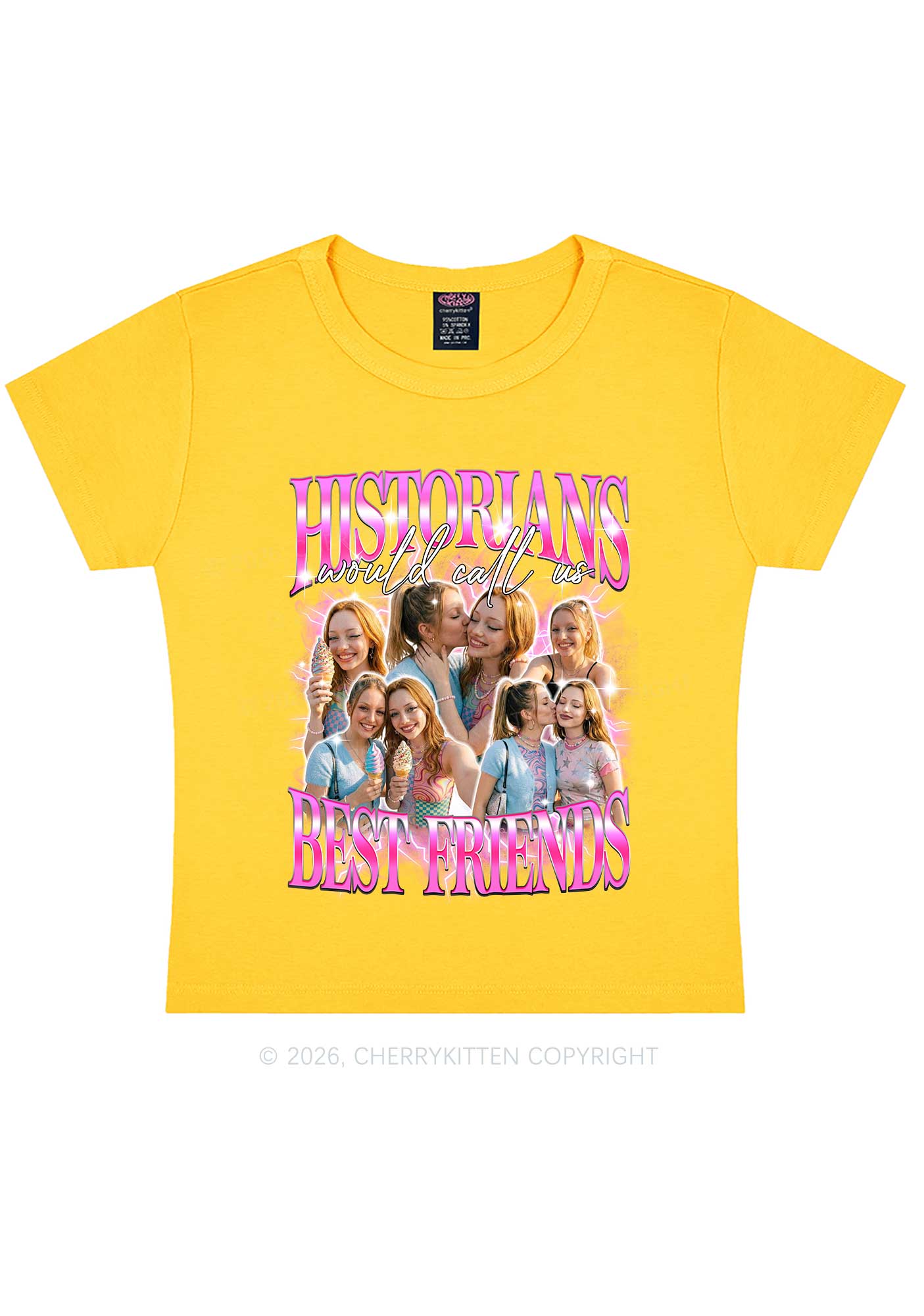 Custom Best Friends Photos Pride Y2K Baby Tee Cherrykitten