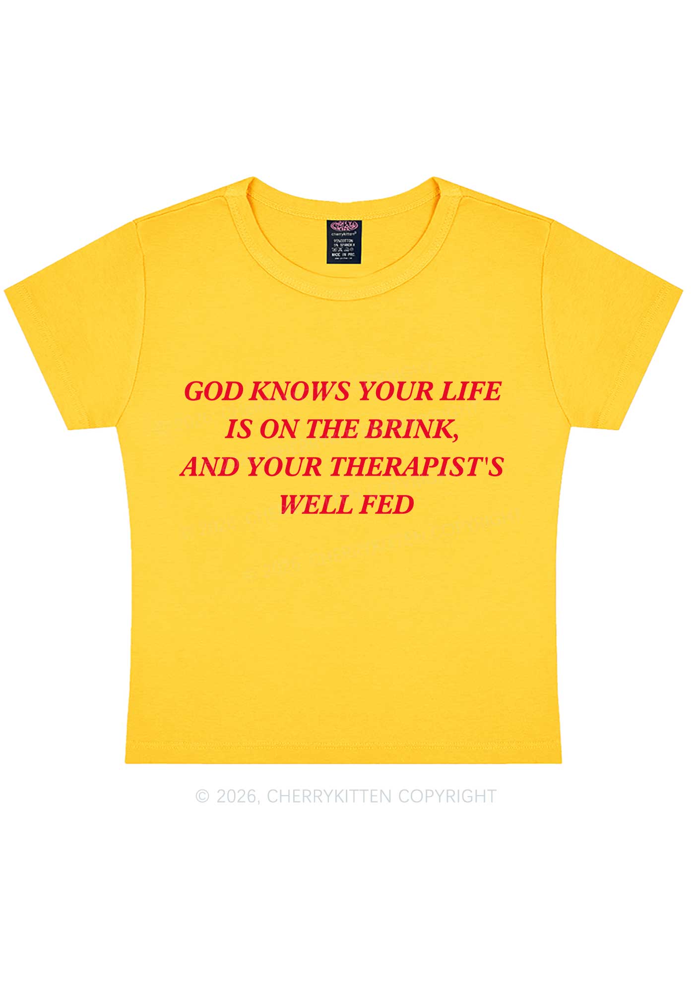 God Knows Your Life Is On The Brink Y2K Baby Tee Cherrykitten