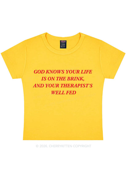 God Knows Your Life Is On The Brink Y2K Baby Tee Cherrykitten