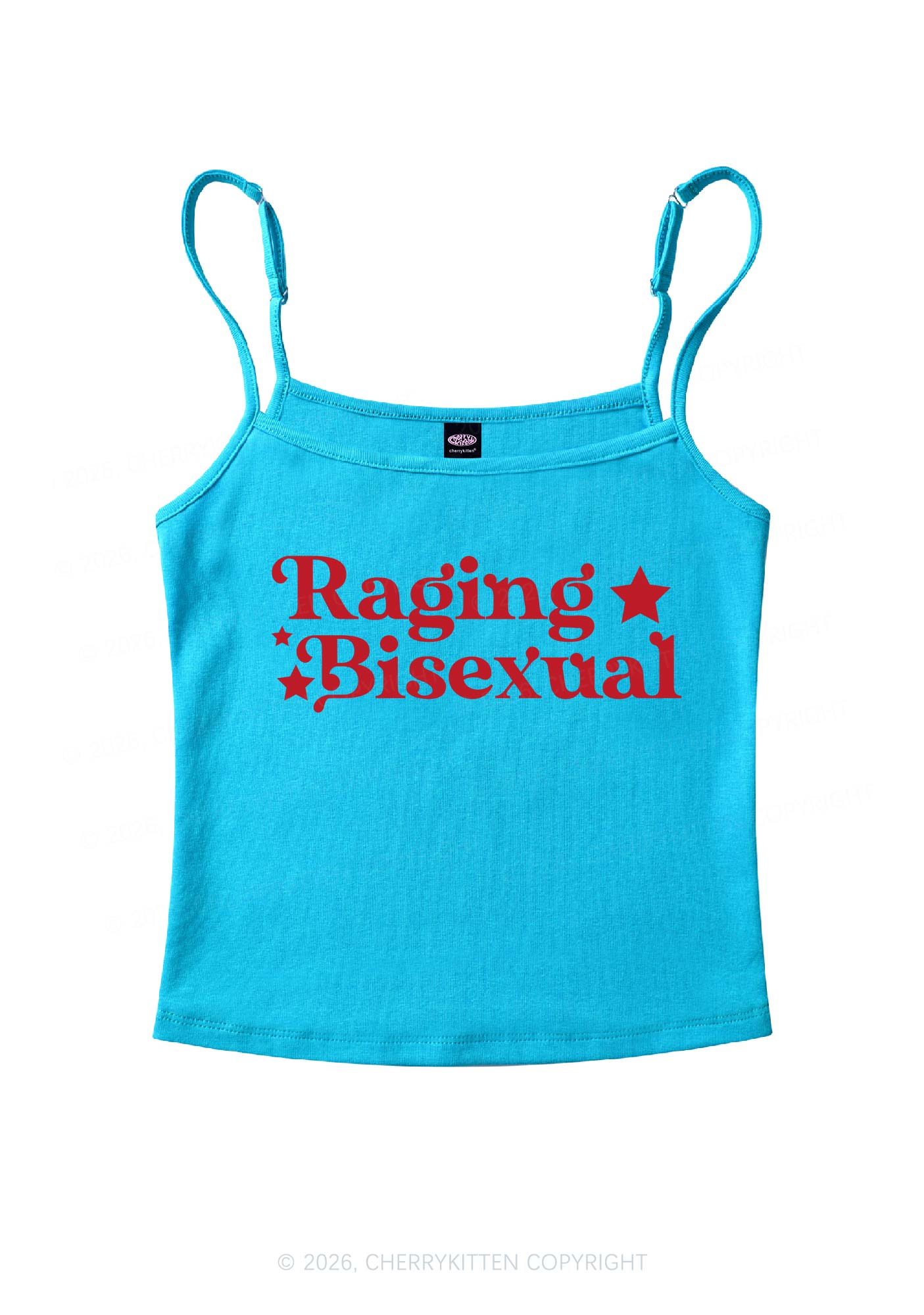 Raging Bisexual Stars Pride Y2K Spaghetti Strap Cami Cherrykitten