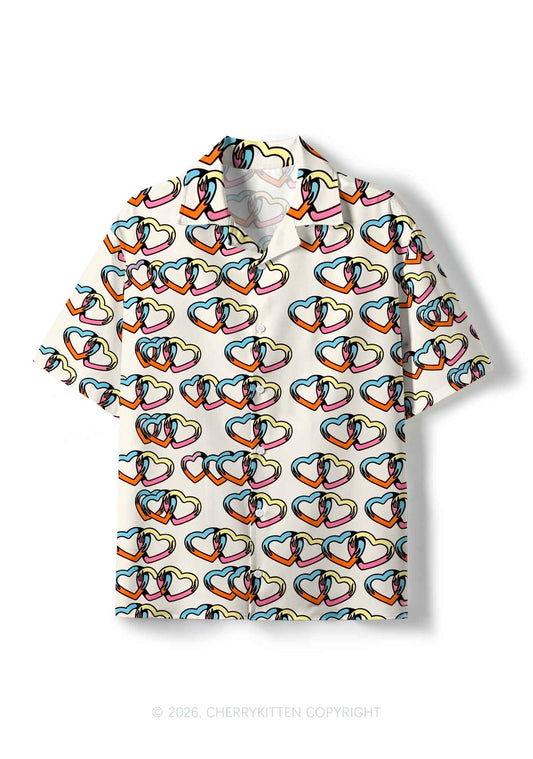 Linked Hearts Pride Y2K Print Hawaiian Shirt Cherrykitten