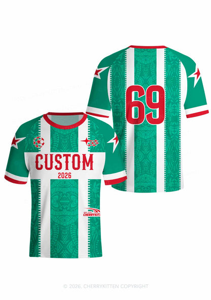Custom Green Mexican Flag Y2K Football Jersey Shirts Cherrykitten