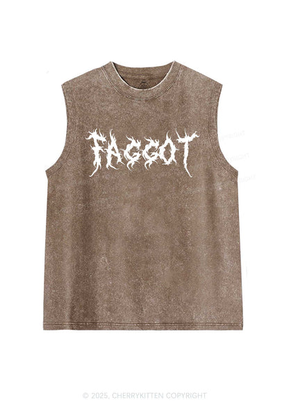 Punk Faggot Pride Y2K Washed Muscle Tank Cherrykitten
