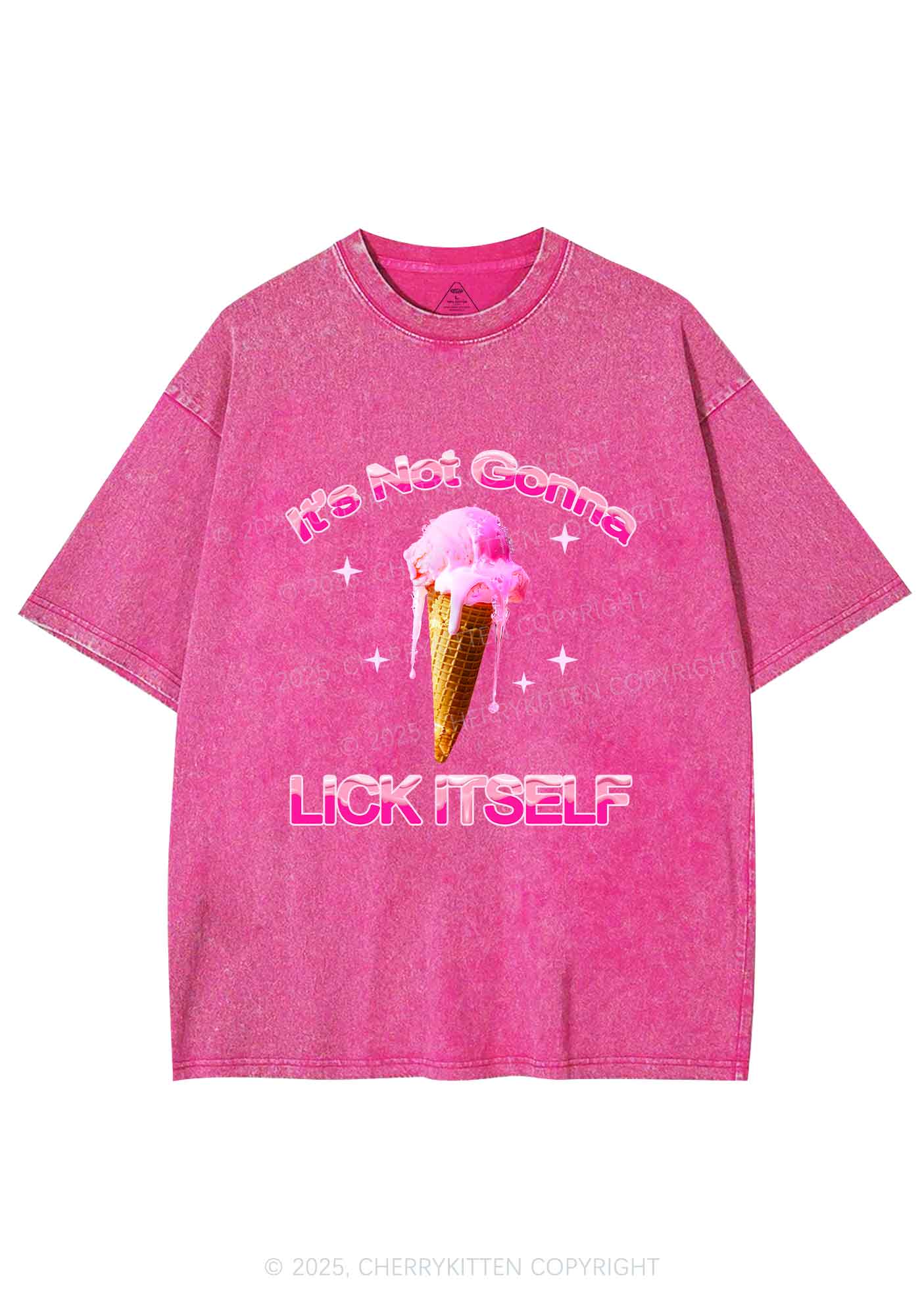 Ice Cream Lick Itself Y2K Shirts Washed Tee Cherrykitten