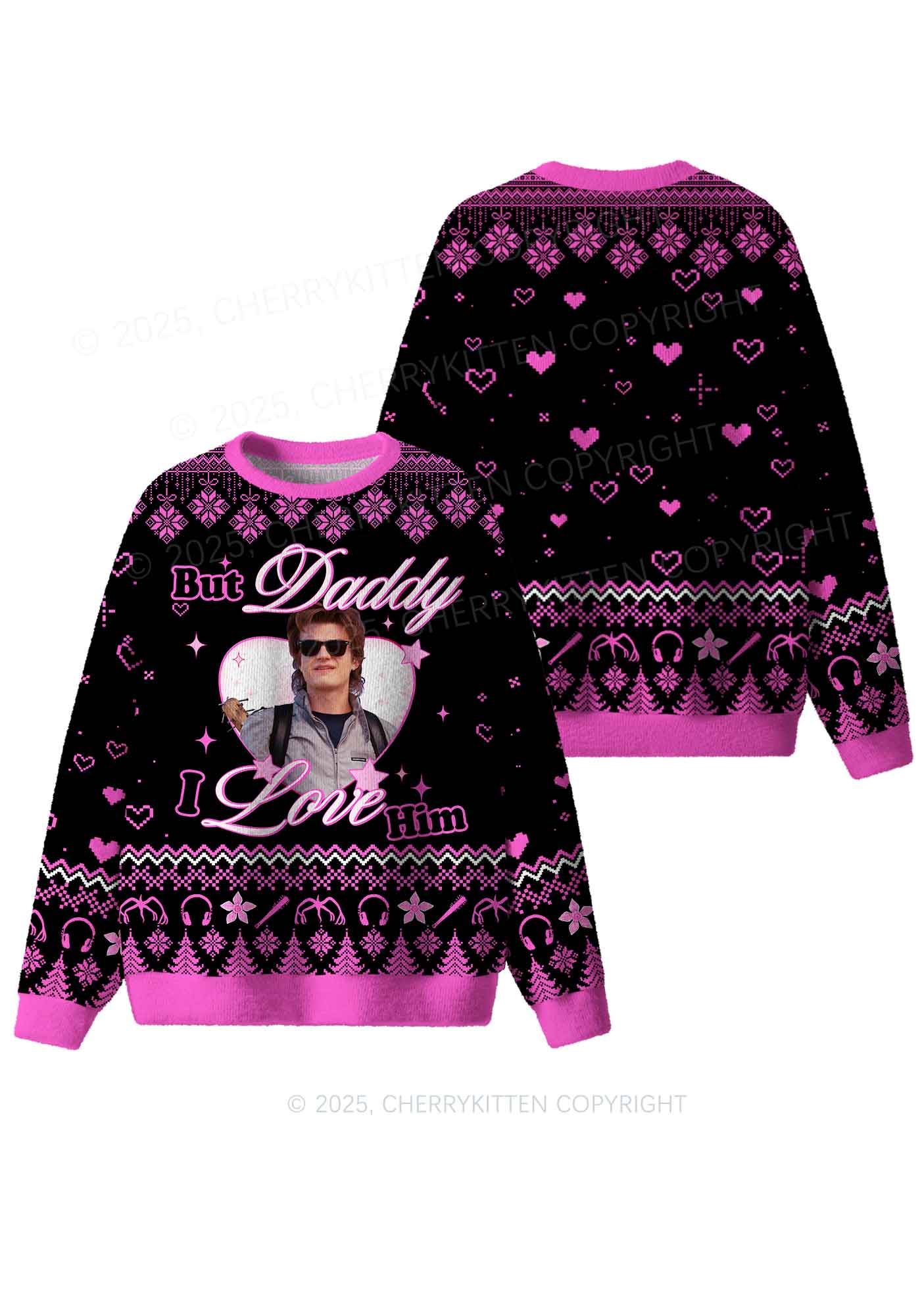Daddy I Love Him Y2K Christmas Knit Sweatshirt Cherrykitten