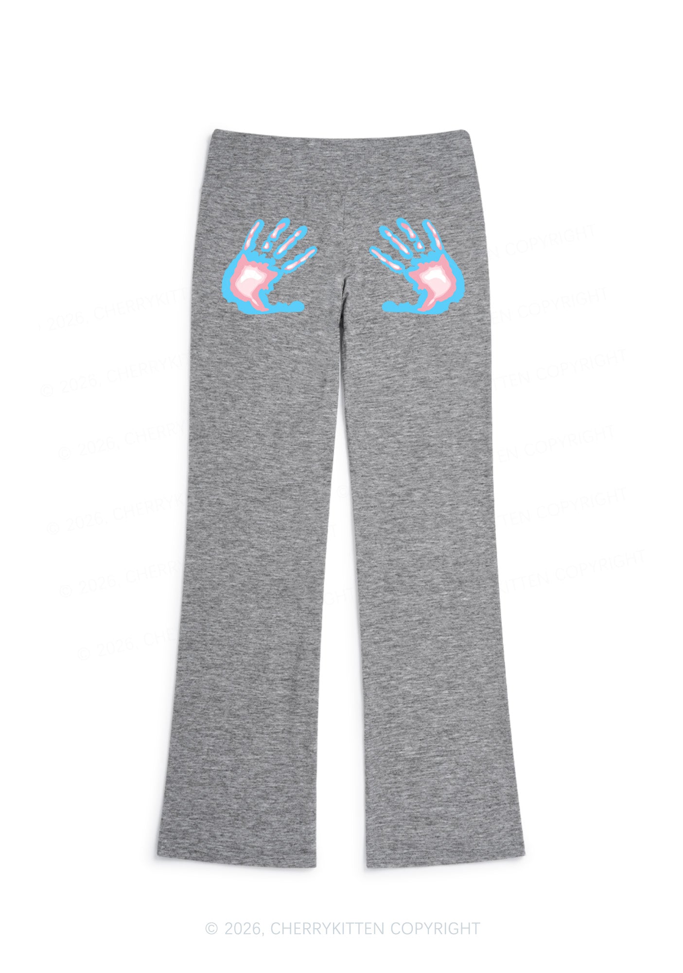 Trans Thermal Hands Pride Y2K Low Rise Drawstring Flare Pants Cherrykitten