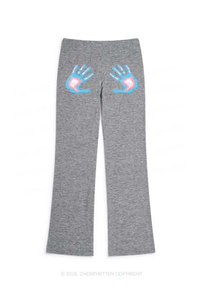 Trans Thermal Hands Pride Y2K Low Rise Drawstring Flare Pants Cherrykitten