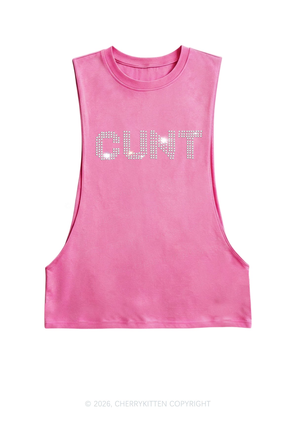 Rhinestone Cxxt Y2K Men Muscle Side Cutoff Tank Top Cherrykitten