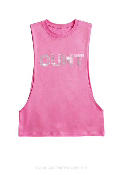 Rhinestone Cxxt Y2K Men Muscle Side Cutoff Tank Top Cherrykitten