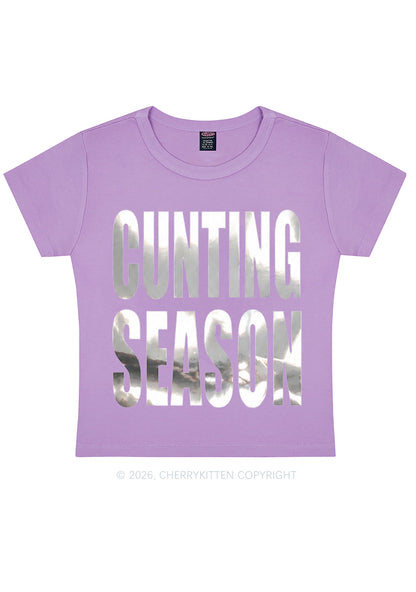 Cxxting Season Silver Foil Printed Y2K Baby Tee Cherrykitten