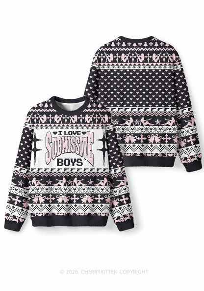 I Love S Boys Y2K Christmas Knit Sweatshirt Cherrykitten