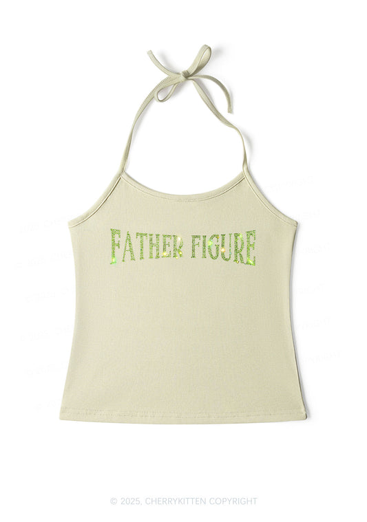 Rhinestone Father Figure Y2K Halter Neck Cami Cherrykitten