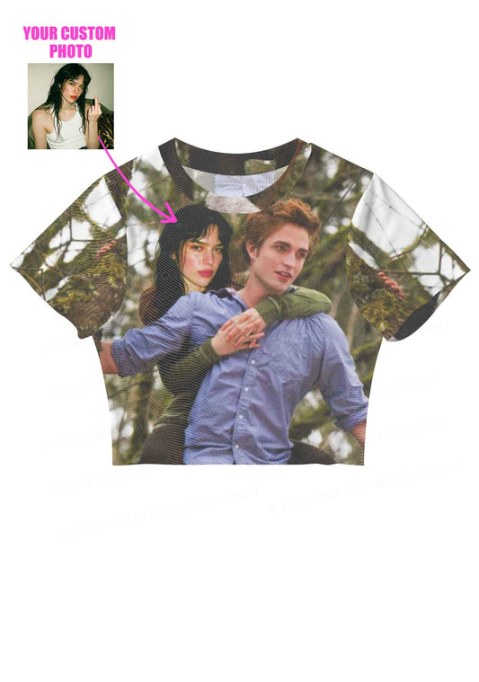 Custom Face Y2K Mesh Crop Top Cherrykitten