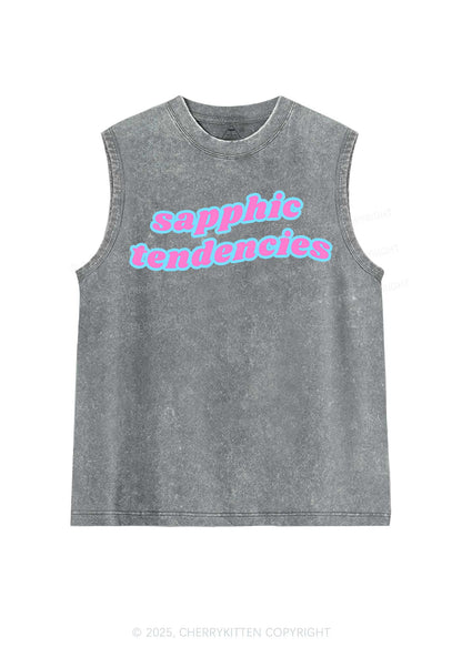 Sapphic Tendencies Pride Y2K Washed Muscle Tank Cherrykitten