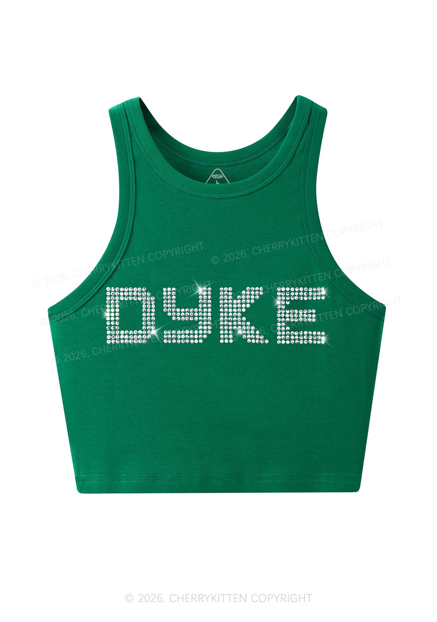 Cherrykitten Rhinestone Dyke Pride Y2K Crop Tank Top Cherrykitten