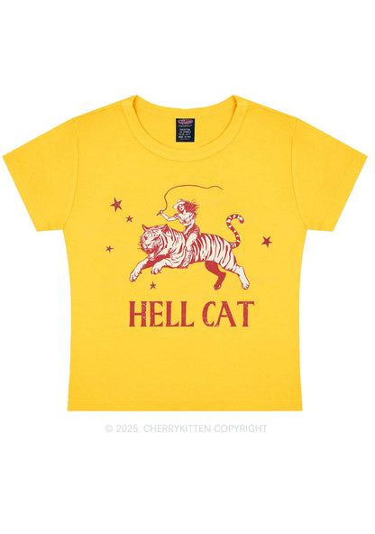 Cowgirl Hell Cat Y2K Baby Tee Cherrykitten