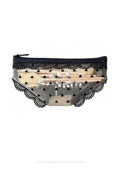 Sx Symbol Silver Foil Printed Y2K Briefs Shape Cosmetic Pouch Cherrykitten