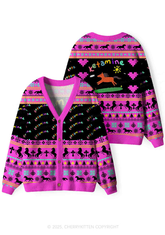 Orange Pony Y2K Christmas Cardigan Knit Sweatshirt Cherrykitten