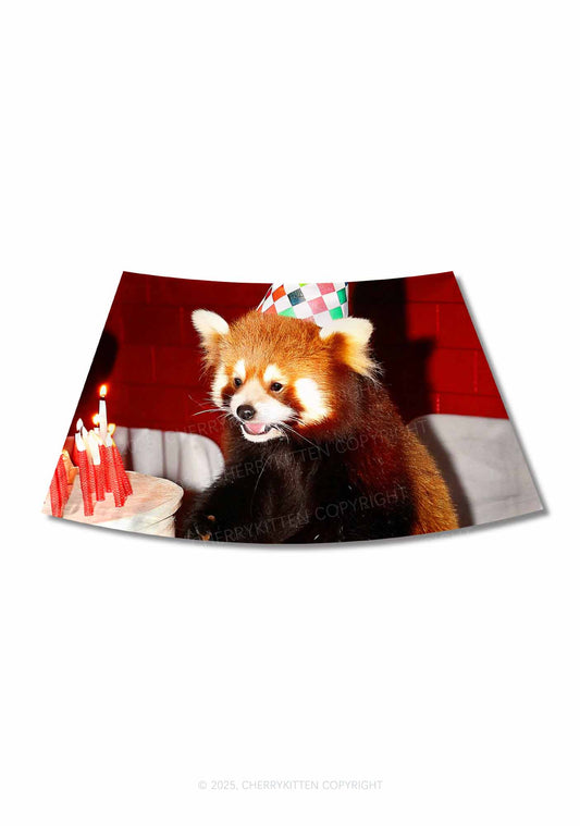 Birthday Cake Raccoon Y2K Print Mini Skirt Cherrykitten
