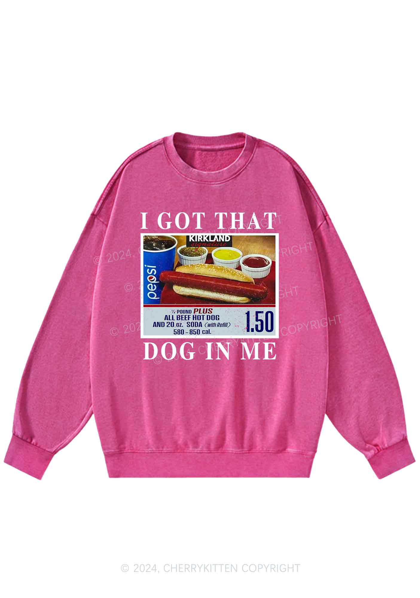 I Got That Hot Dog In Me Y2K Washed Sweatshirts Cherrykitten