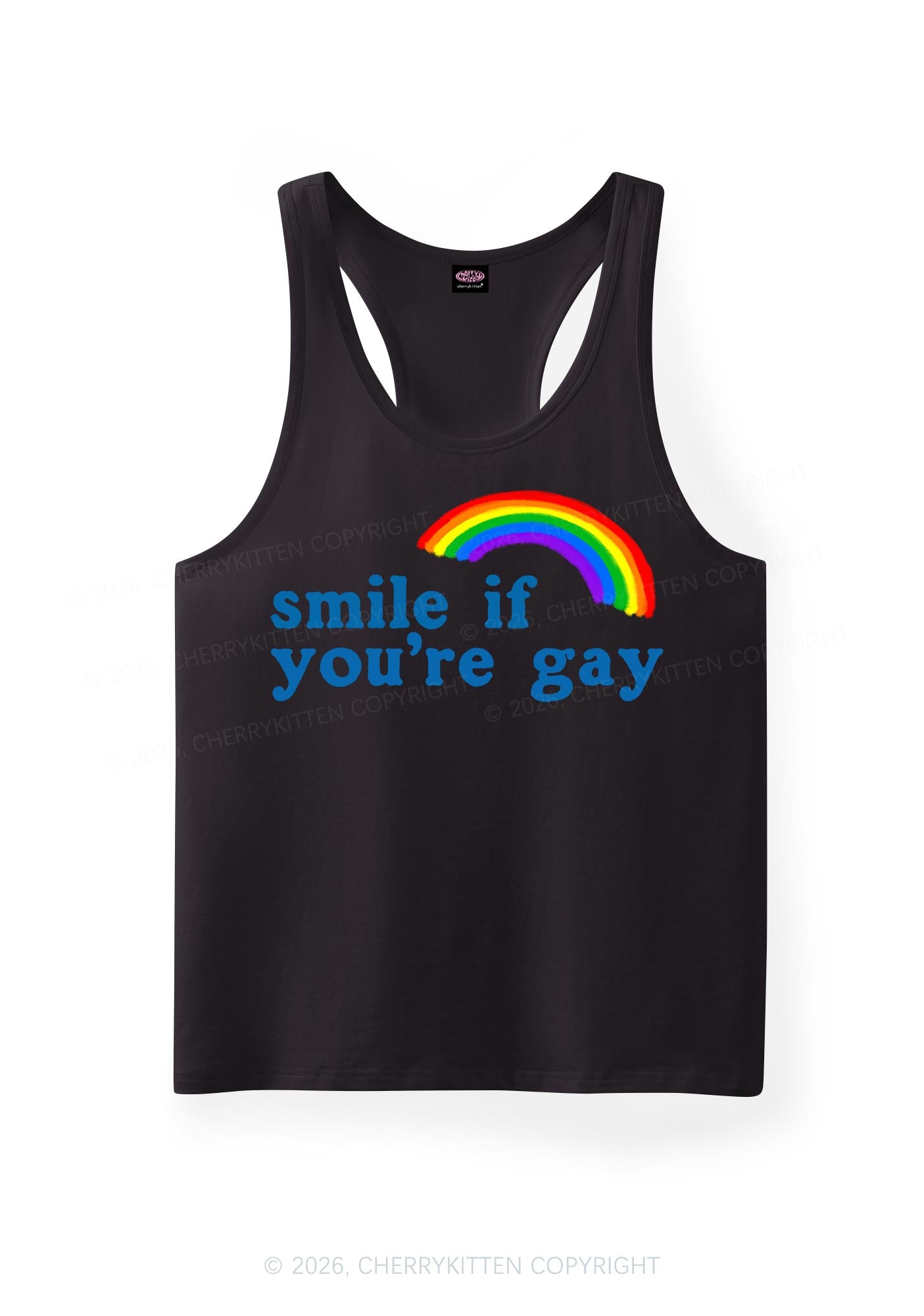 Smile If You Are Gay Pride Y2K Men Racerback Tank Top Cherrykitten