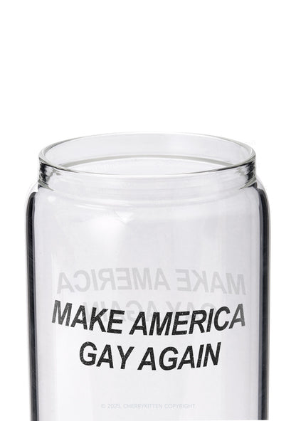 Make America Gay Again Pride Y2K Printed Glass Cup Cherrykitten