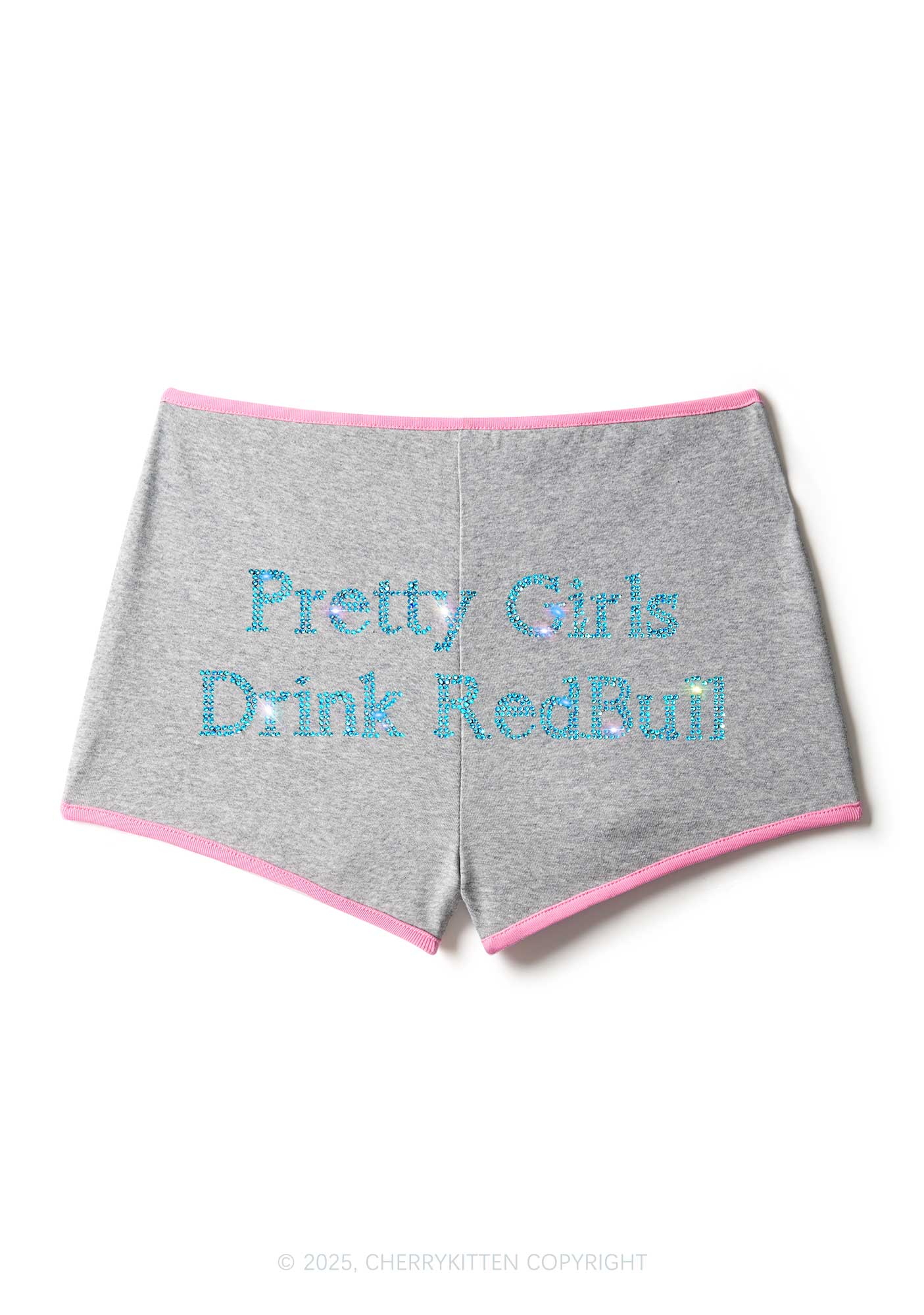 Rhinestone Pretty Girls Drink Red Y2K Booty Shorts Cherrykitten