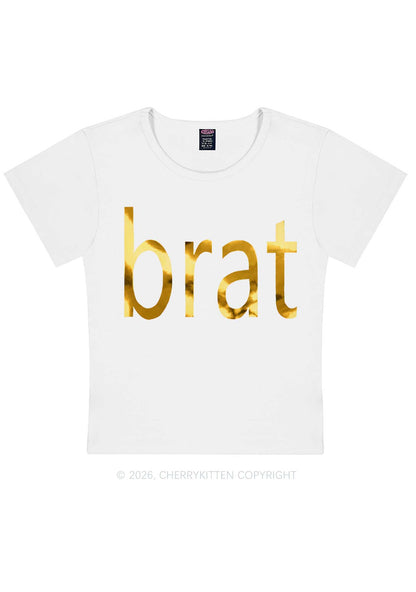 Brat Silver Foil Printed Y2K Baby Tee Cherrykitten