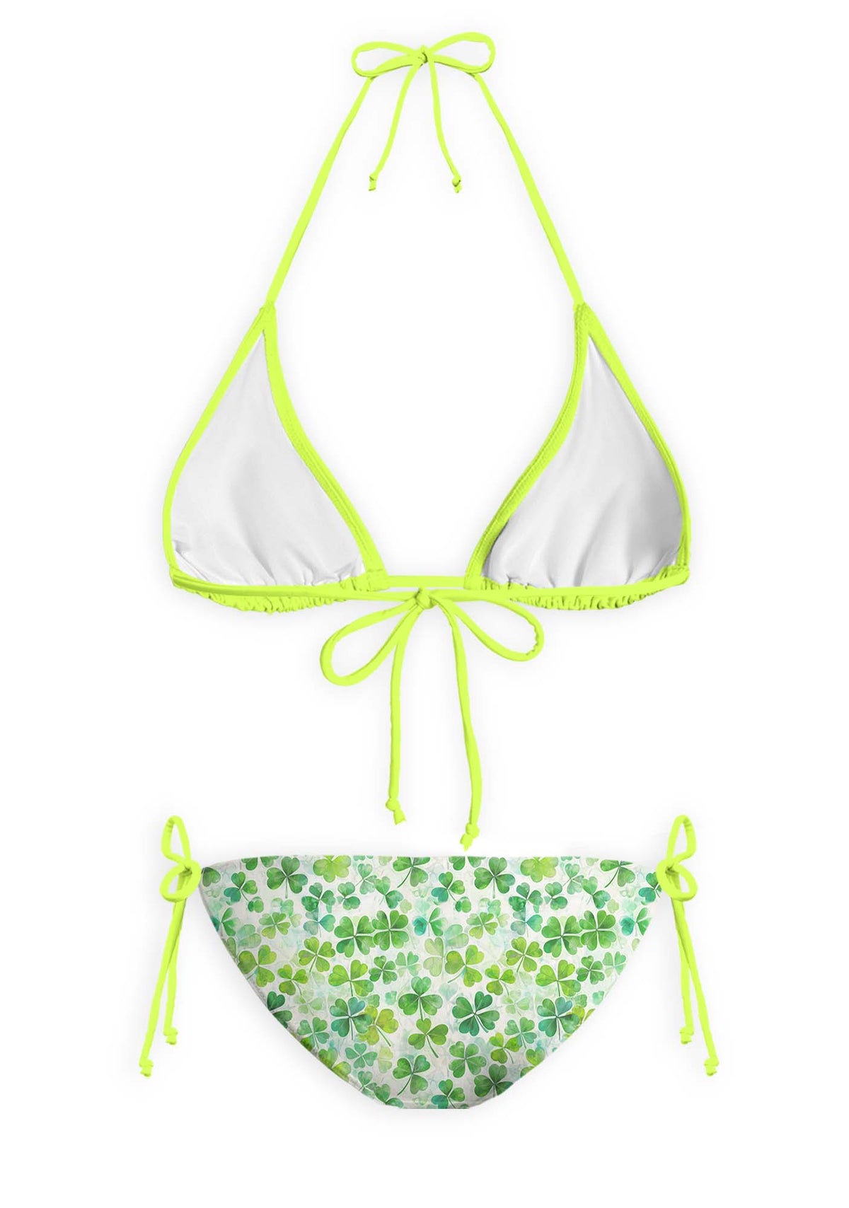 Green Shamrock Y2K Print Bikini Set Cherrykitten